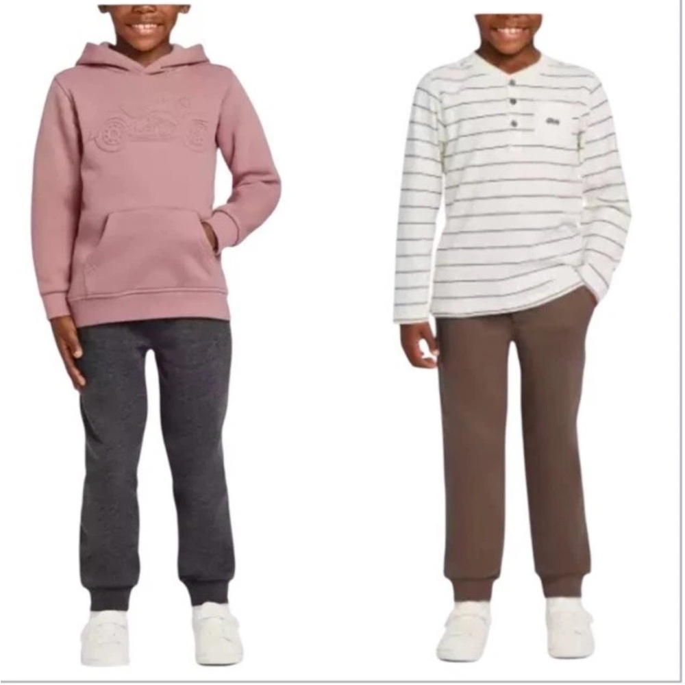 NWT Kids Headquarters Dusty Pink Hoodie and White Stripped Long Sleeve 4 Pc Set